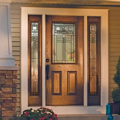 jacksonville-odl-oakpark-4 ODL Oak Park decorative door glass installed by Jacksonville Doors & Windows, featuring a classic craftsman-style design.