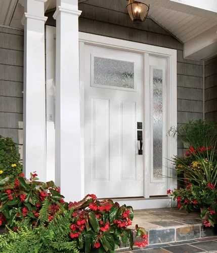 odl-streamed-3 ODL Streamed decorative door glass installed by Jacksonville Doors & Windows, featuring a textured design for privacy and style.