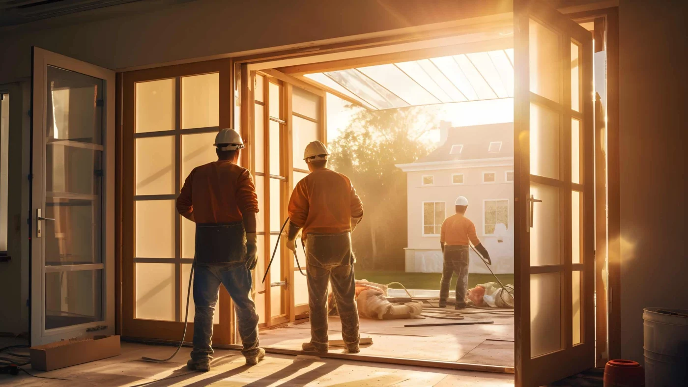 Professionals installing replacement doors in St Augustine, FL, for Jacksonville Doors & Windows