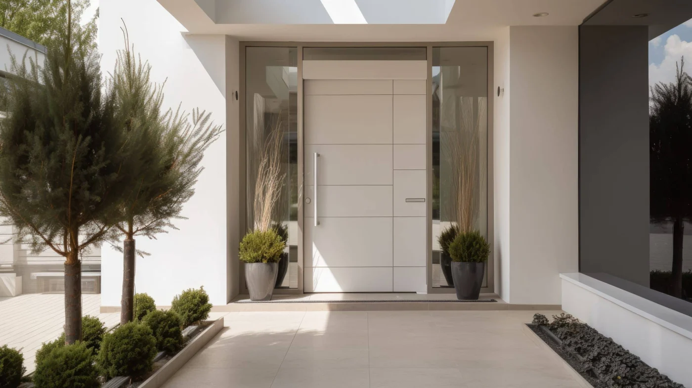 White wooden entrance door for a clean and luxurious effect to b White Wooden Entrance Door For A Clean And Luxurious Effect To B