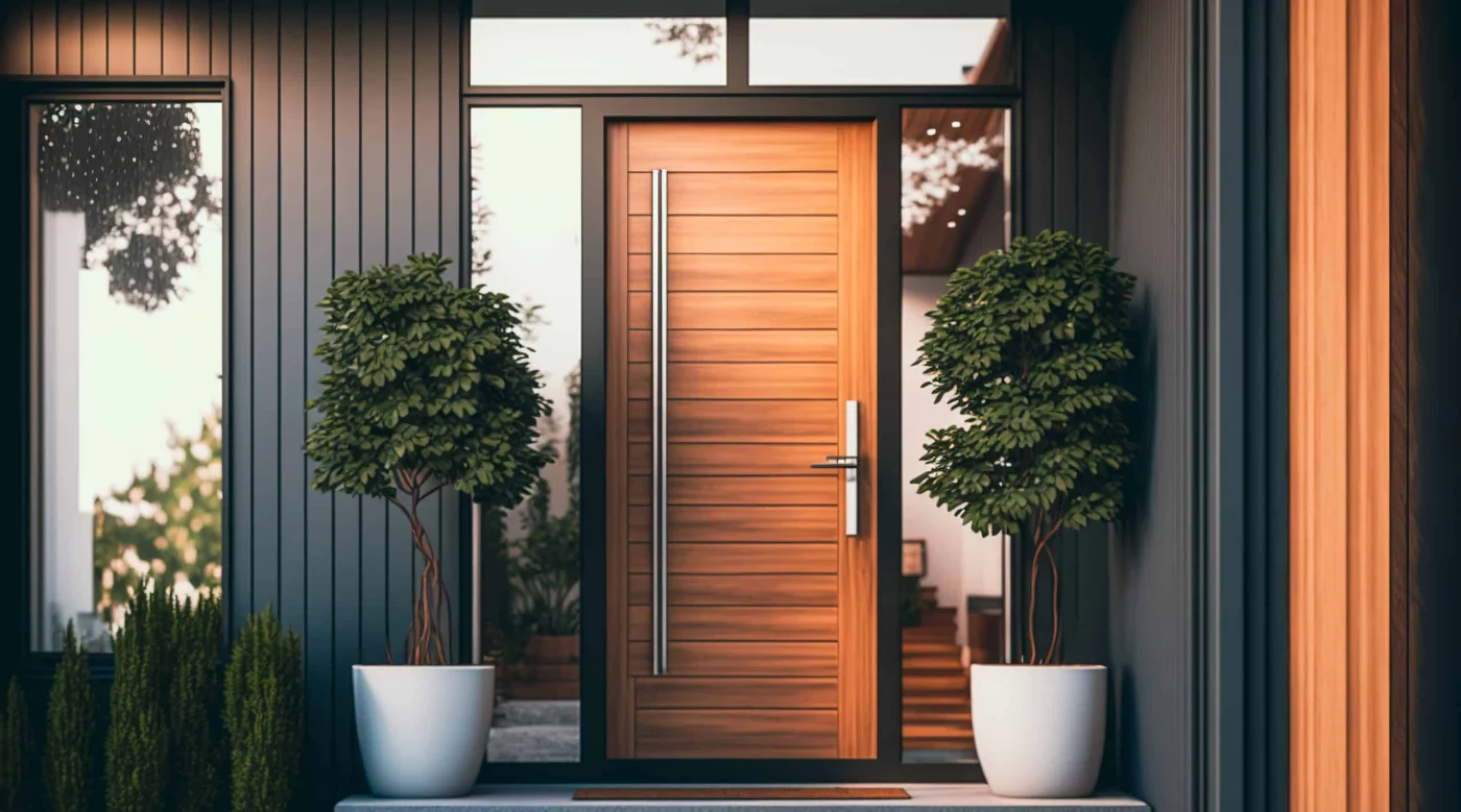 Warm wooden exterior door on a Ponte Vedra, Fl home by Jacksonville Doors & Windows
