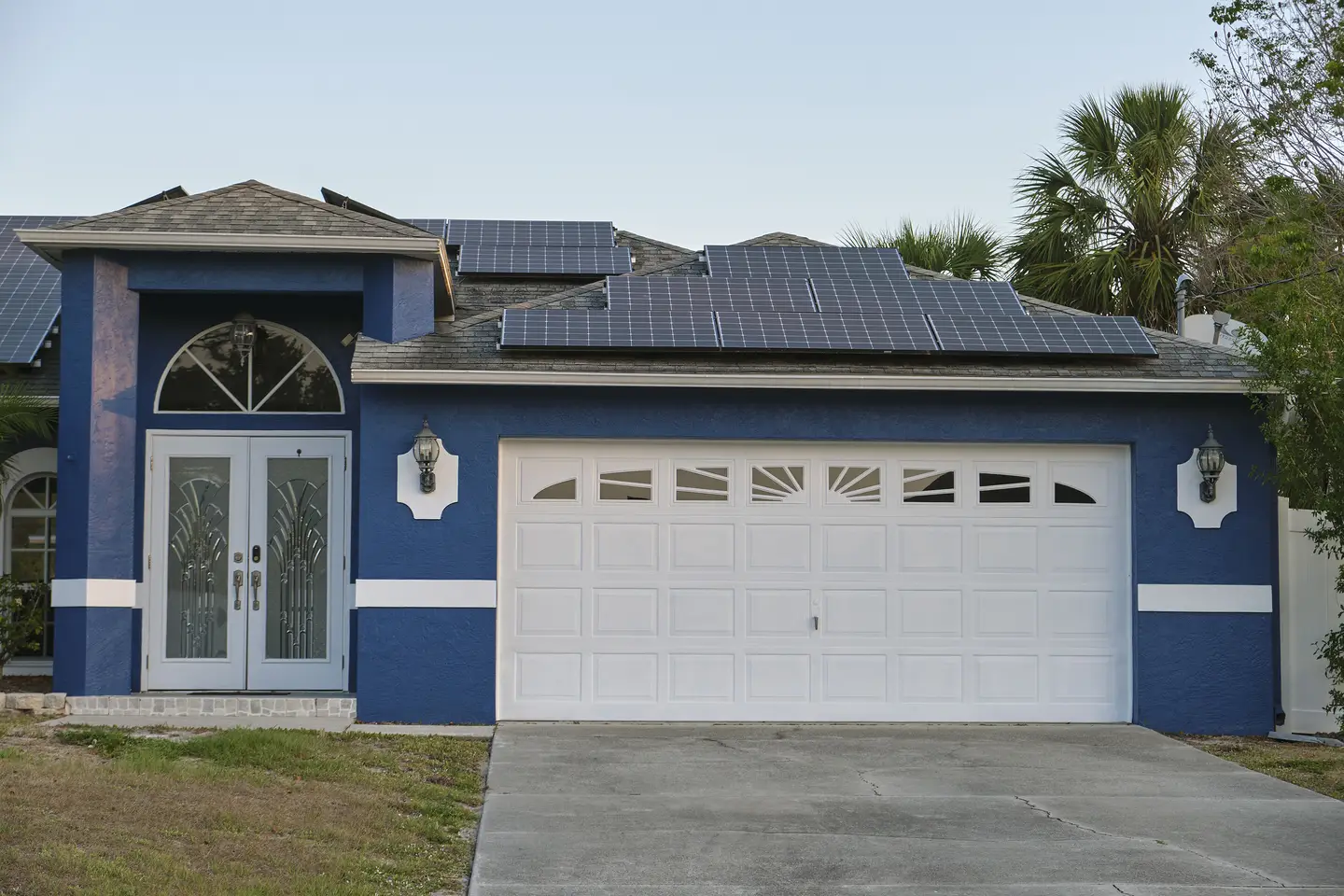 A Stylish Glass And Wood Entry Door On A Jacksonville, FL, Home