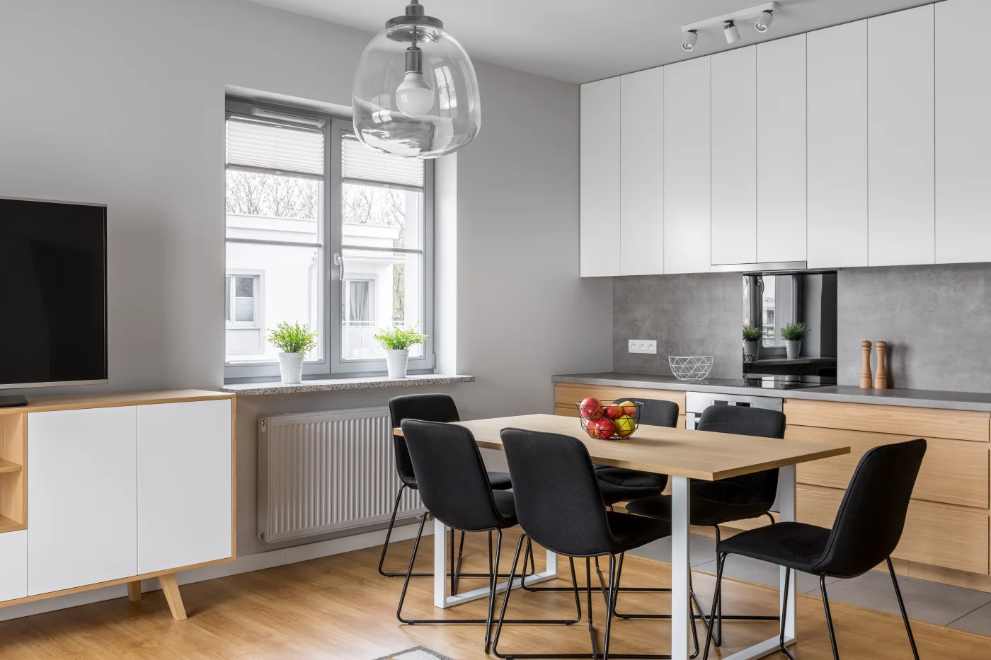 Modern dining room with new window
