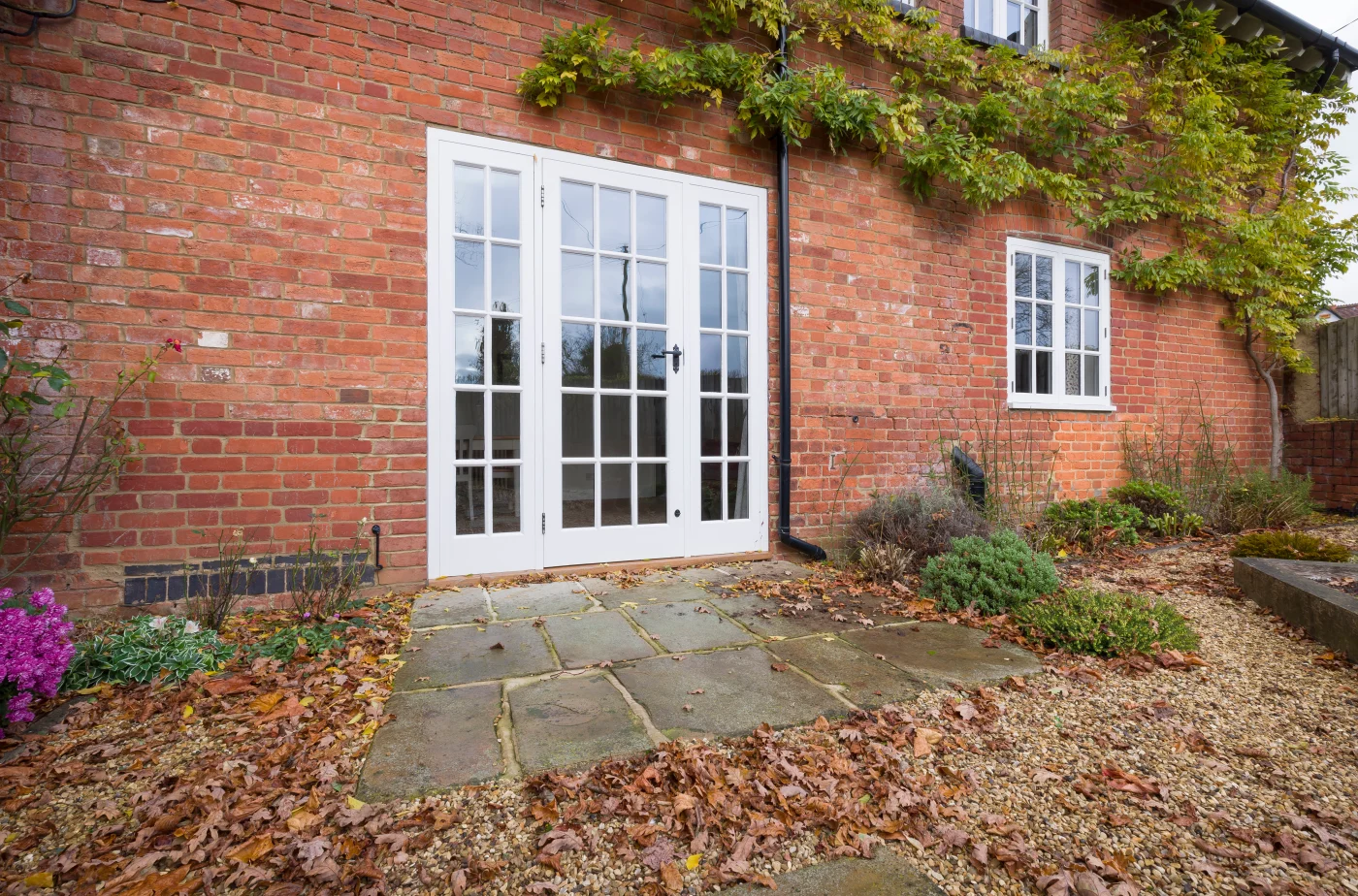New patio door on brick house
