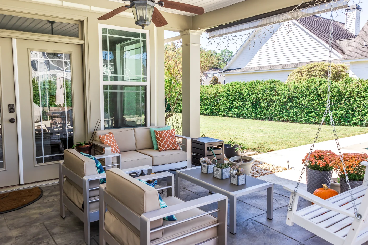 Glass entry door for patio