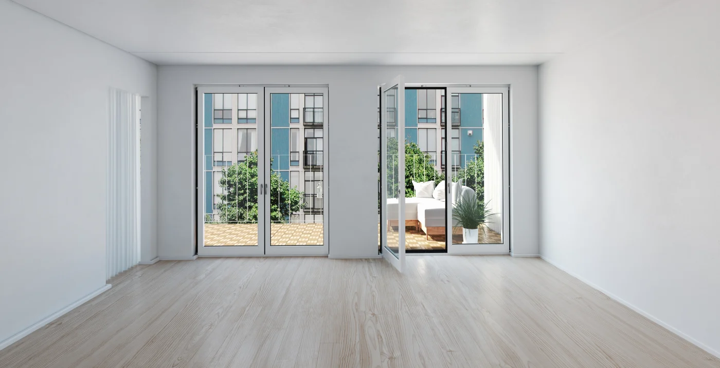 Double patio doors that go to deck