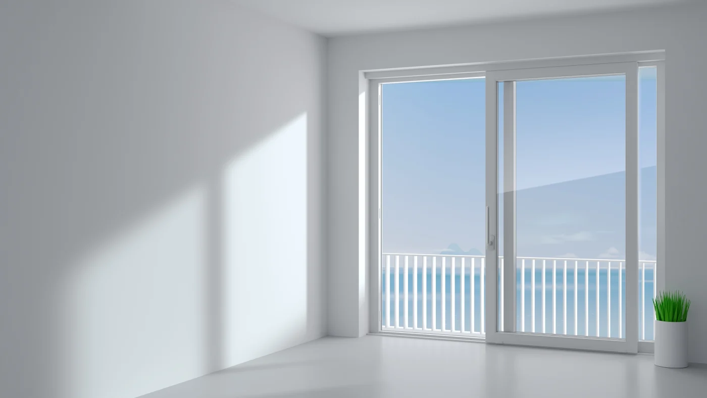 Sliding glass door on upper beach level