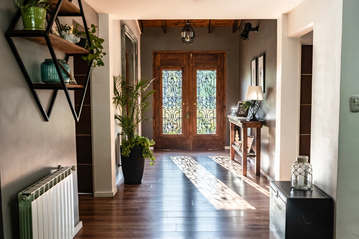 Wrought iron glass door makeover entry