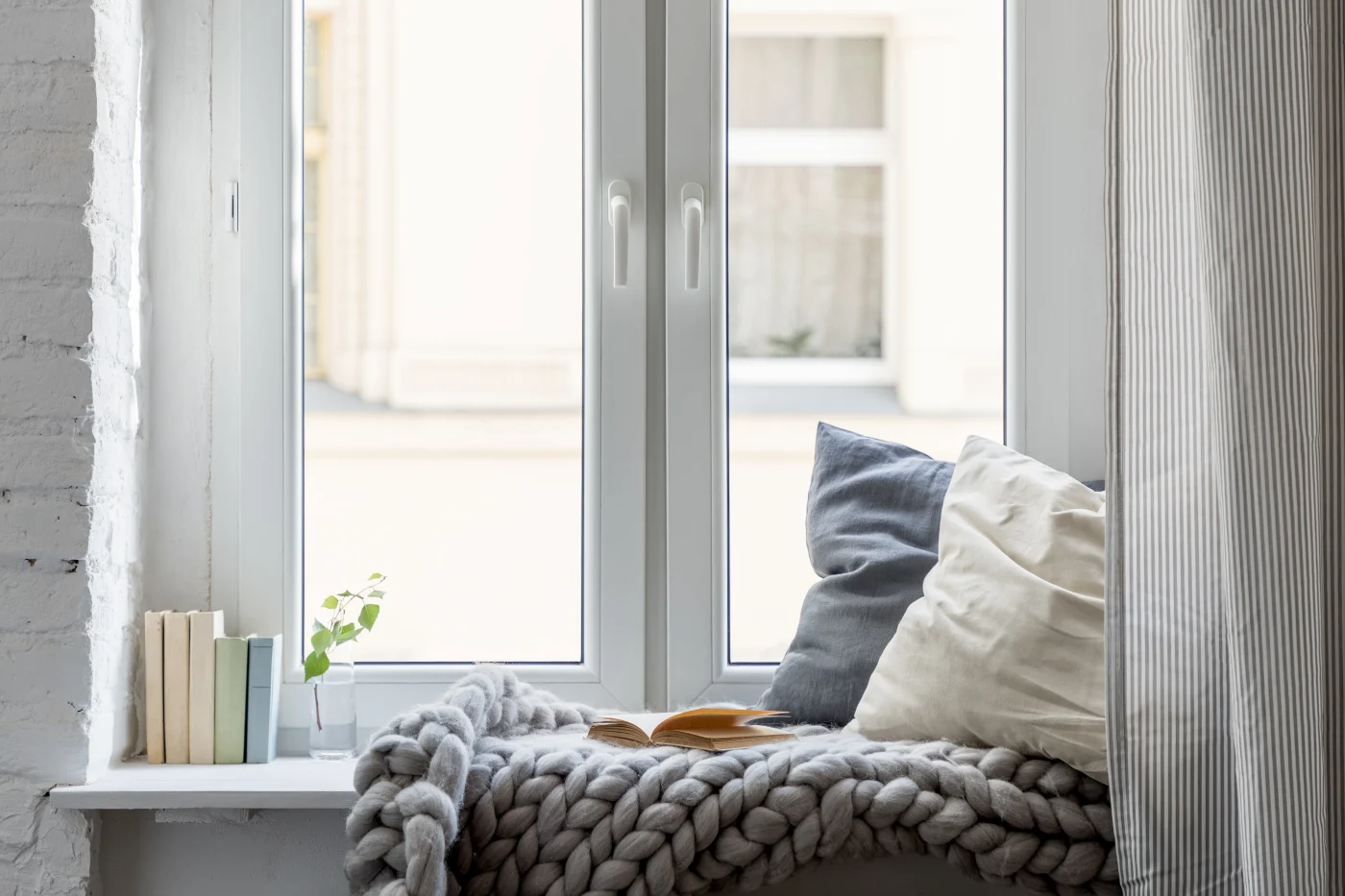 New window replacement reading nook with view outside