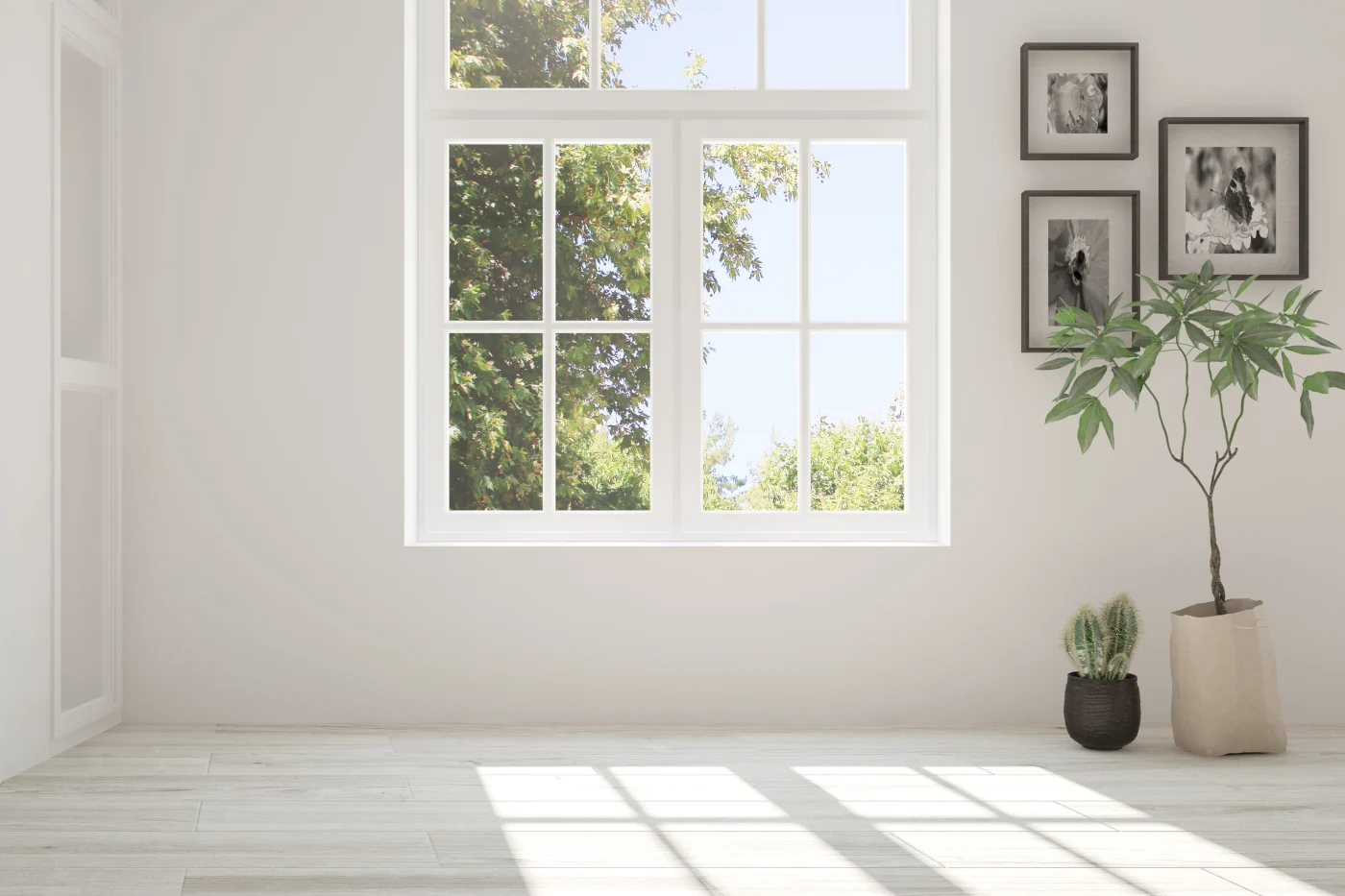 Double window in clean room white