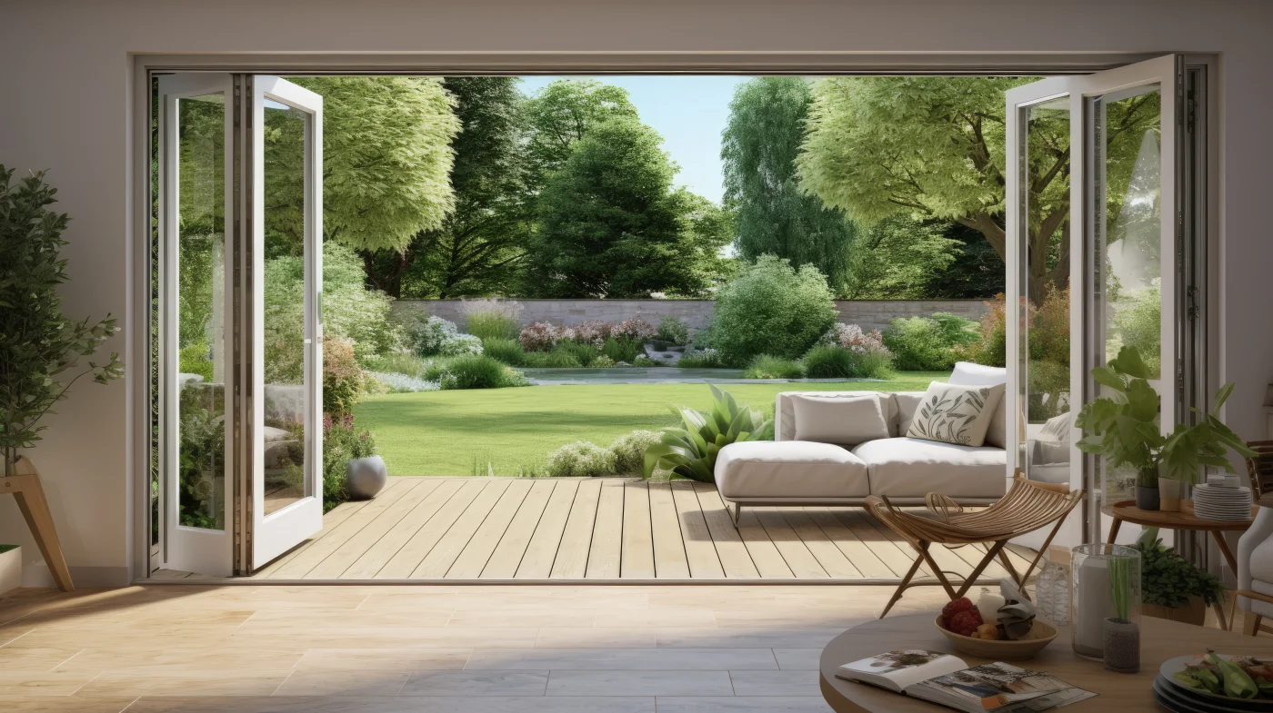Quality bi-folding door leading to patio