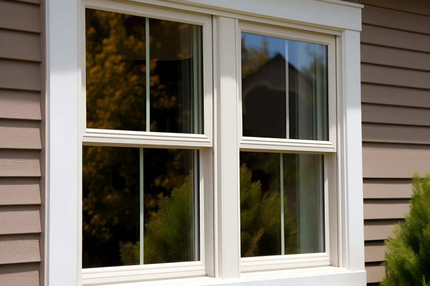 Window With White Trim In Brown Home