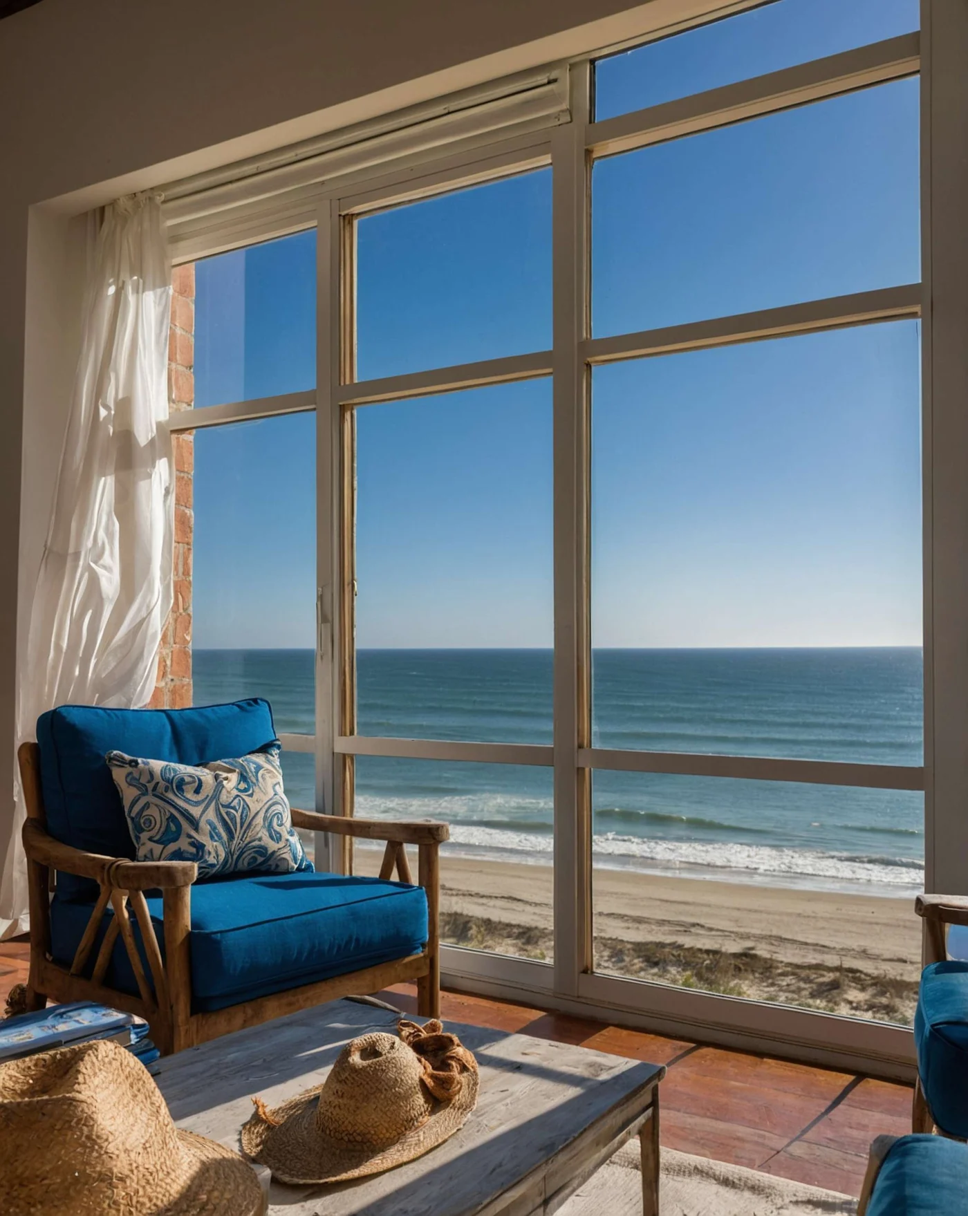 Stunning Windows And Doors In Flagler Beach, FL | Jacksonville Doors & Windows Living room with large windows overlooking the beach under blue sky
