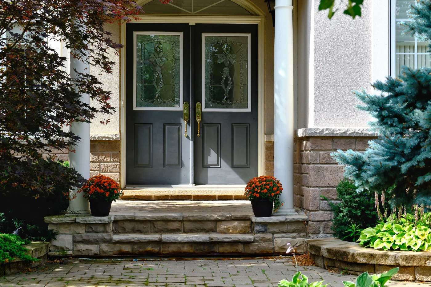 Incredible Entry Door Replacement In Vilano Beach FL | Jacksonville Doors & Windows Newly installed custom French doors on a Vilano Beach FL home by Jacksonville Doors & Windows.